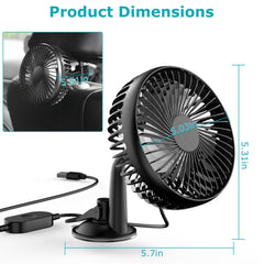 1Pc Car Cooling Fan Portable Rotatable USB Vehicle Fan Backseat Clip Fan Dashboard Window Suction Fan For SUV RV Pickup With 3 Speeds