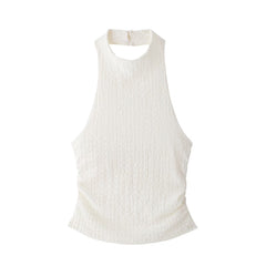 Stylish Good Texture Hanging Collar Top