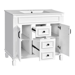 36'' Bathroom Vanity With Top Sink, Modern Bathroom Storage Cabinet With 2 Soft Closing Doors And 2 Drawers, Single Sink Bathroom Vanity