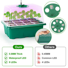 5Packs Seed Starter Tray With Grow Light Humidity Dome Germination Kit With 5-Level Brightness 4 Timers For Indoor Greenhouse