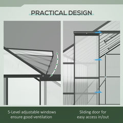 Large Greenhouse With Adjustable Roof Vent And Sliding Door Aluminum Greenhouse For Winter Clear