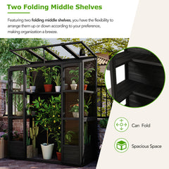 TOPMAX 78-inch Wooden Greenhouse Cold Frame With 4 Independent Skylights And 2 Folding Middle Shelve