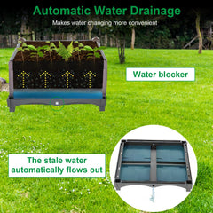 1 Set Raised Garden Bed Plant Growth Box With Self-watering System For Garden Patio Balcony Elevated Planter Box For Flowers Vegetables Herbs