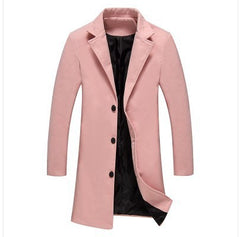 Autumn And Winter Men's Solid Color Casual Business Woolen Coats