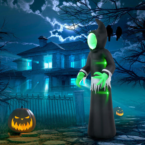HOMCOM 8ft Inflatable Halloween Decoration Mirror Face Ghost, Blow Up Outdoor LED Yard Display, Waterproof