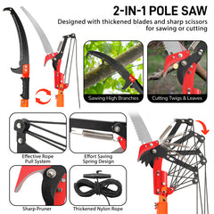 24FT Silver Orange Telescopic Aluminum Tube Plastic Rod Tool