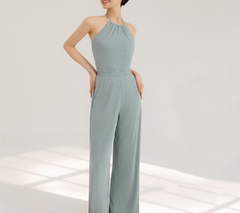 Women's Halter Beauty Back Fitness Jumpsuit