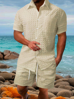 Gradient 3D Printing Outdoor Short-sleeved Shorts 2-piece Set