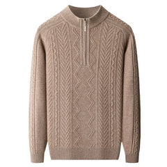 All Wool Men's Sweater Half Turtleneck Zipper Sweater