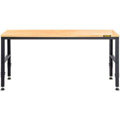 Workbench Adjustable Height,  2000 LBS Load Capacity, With Power Outlets & Hardwood Top & Metal Frame & Foot Pads, For Workshop Office Home