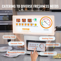 VEVOR Chamber Vacuum Sealer DZ-260C Kitchen Food Chamber Vacuum Sealer, 110V Packaging Machine Sealer For Food Saver, Home, Commercial Using