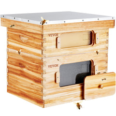 Bee Hive 20 Frame Bee Hives Starter Kit, Beeswax Coated Cedar Wood, Bee Boxes Langstroth Beehive Kit, Transparent Acrylic Windows With Foundations For Beginners Pro Beekeepers