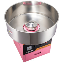 VEVOR Electric Cotton Candy Machine, 1000W Candy Floss Maker, Commercial Cotton Candy Machine With Stainless Steel Bowl, Sugar Scoop, And Drawer, Perfect For Home Kids Birthday, Family Party Pink