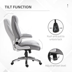 Vinsetto High Back Faux Leather Home Office Chair Rocker With Adjustable Armrest For Home Office, Gray