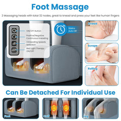 1Set Full Body Electric Massage Mat Heating Vibration Massage Pad Cushion Back Massage Mattress Chair Pad With Neck Foot Massage Head Pillow And Cloth Lumbar Pillow Timer Anti-Slip Bottom