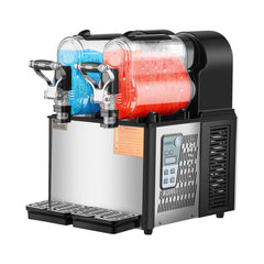 Commercial Slushy Machine, 3LX2 Tank Slush Drink Maker, Drink Machine With Temperature Preservation, Stainless Steel Home Slush Drink Machine With Automatic Clean, Black