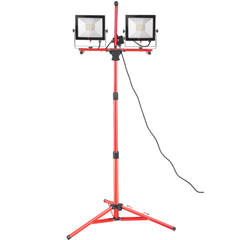 LED Work Light With Stand, 10000 Lumen Dual-head LED Work Light With Adjustable And Foldable Tripod Stand, IP65 Waterproofed LED Tripod Work Light, With 5000 Kelvin Color Temperature