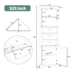 Black Triangular High Cabinet With 3 Drawers And Adjustable Shelves, Suitable For Bathroom, Kitchen Or Living Room, Prohibited Platform Temu