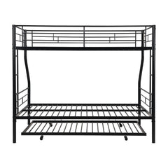 Twin Over Full With Trundle Metal Bunk Bed , No Box Spring Needed, Easy Assemble