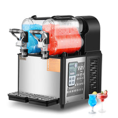 Commercial Slushy Machine, 3LX2 Tank Slush Drink Maker, Drink Machine With Temperature Preservation, Stainless Steel Home Slush Drink Machine With Automatic Clean, Black