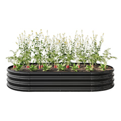 Raised Garden Bed Outdoor, Oval Metal Planter For Plants, Vegetables, Flowers