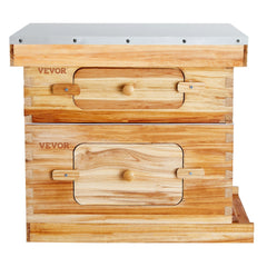 Bee Hive 20 Frame Bee Hives Starter Kit, Beeswax Coated Cedar Wood, Bee Boxes Langstroth Beehive Kit, Transparent Acrylic Windows With Foundations For Beginners Pro Beekeepers