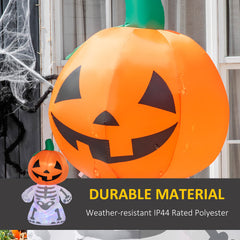6ft Halloween Inflatables Outdoor Decorations, Smiling Skeleton Ghost With Pumpkin Head, Blow Up LED Yard Decor For Garden, Lawn, Party, Holiday, Waterproof