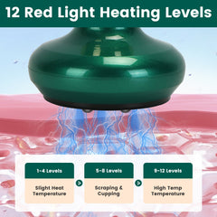 1Pc Anti Cellulite Massager Handheld Vacuum Suction Cupping Kit Beauty Tool With 12 Suction Mode 12 Heating 20Mins Auto-Off One-Key Pressure Release For Abdomen Thighs Buttocks Neck