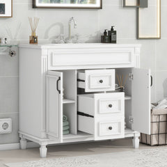 36'' Bathroom Vanity With Top Sink, Modern Bathroom Storage Cabinet With 2 Soft Closing Doors And 2 Drawers, Single Sink Bathroom Vanity