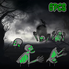 6Pcs Skull Or 6Pcs Tomb Or 5Pcs Black Cat Halloween Yard Sign Decorations  Glow In The Dark For Haunted House Garden Yard And Scary Theme Party