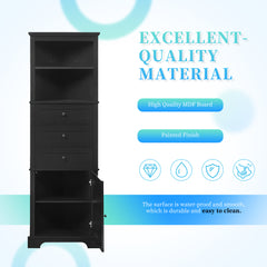 Black Triangular High Cabinet With 3 Drawers And Adjustable Shelves, Suitable For Bathroom, Kitchen Or Living Room, Prohibited Platform Temu