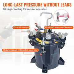 Spray Paint Pressure Pot Tank,  70PSI Max Air Paint Pressure Pot, Metal Rack And Leak Repair Sealant For Industry Home Decor Architecture Construction Automotive Painting