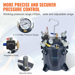 Spray Paint Pressure Pot Tank,  70PSI Max Air Paint Pressure Pot, Metal Rack And Leak Repair Sealant For Industry Home Decor Architecture Construction Automotive Painting