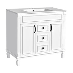 36'' Bathroom Vanity With Top Sink, Modern Bathroom Storage Cabinet With 2 Soft Closing Doors And 2 Drawers, Single Sink Bathroom Vanity