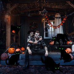 6Pcs Skull Or 6Pcs Tomb Or 5Pcs Black Cat Halloween Yard Sign Decorations  Glow In The Dark For Haunted House Garden Yard And Scary Theme Party