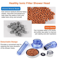 1Pc Ionic Filtration Shower Head High Pressure 3 Mode Stone Water Saving Bath Handheld Shower