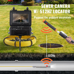 Pipeline Inspection Camera With DVR Function, IP68 Camera With 12 Adjustable LEDs, A 16 GB SD Card For Sewer Line, Home, Duct Drain Pipe Plumbing