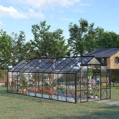 Large Greenhouse With Adjustable Roof Vent And Sliding Door Aluminum Greenhouse For Winter Clear