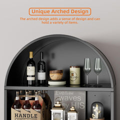 Metal Arched Bookcase, Large Size Freestanding Black Arch Storage Cabinets For Home Office Bookshelf Living Room