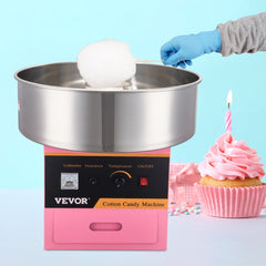 VEVOR Electric Cotton Candy Machine, 1000W Candy Floss Maker, Commercial Cotton Candy Machine With Stainless Steel Bowl, Sugar Scoop, And Drawer, Perfect For Home Kids Birthday, Family Party Pink