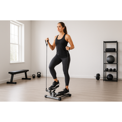 Exercise Stepper For Women Mini Fitness Stepper With 2 Resistance Bands LCD Monitor Max 330.7LBS Load Stair Stepper Quiet Stepper